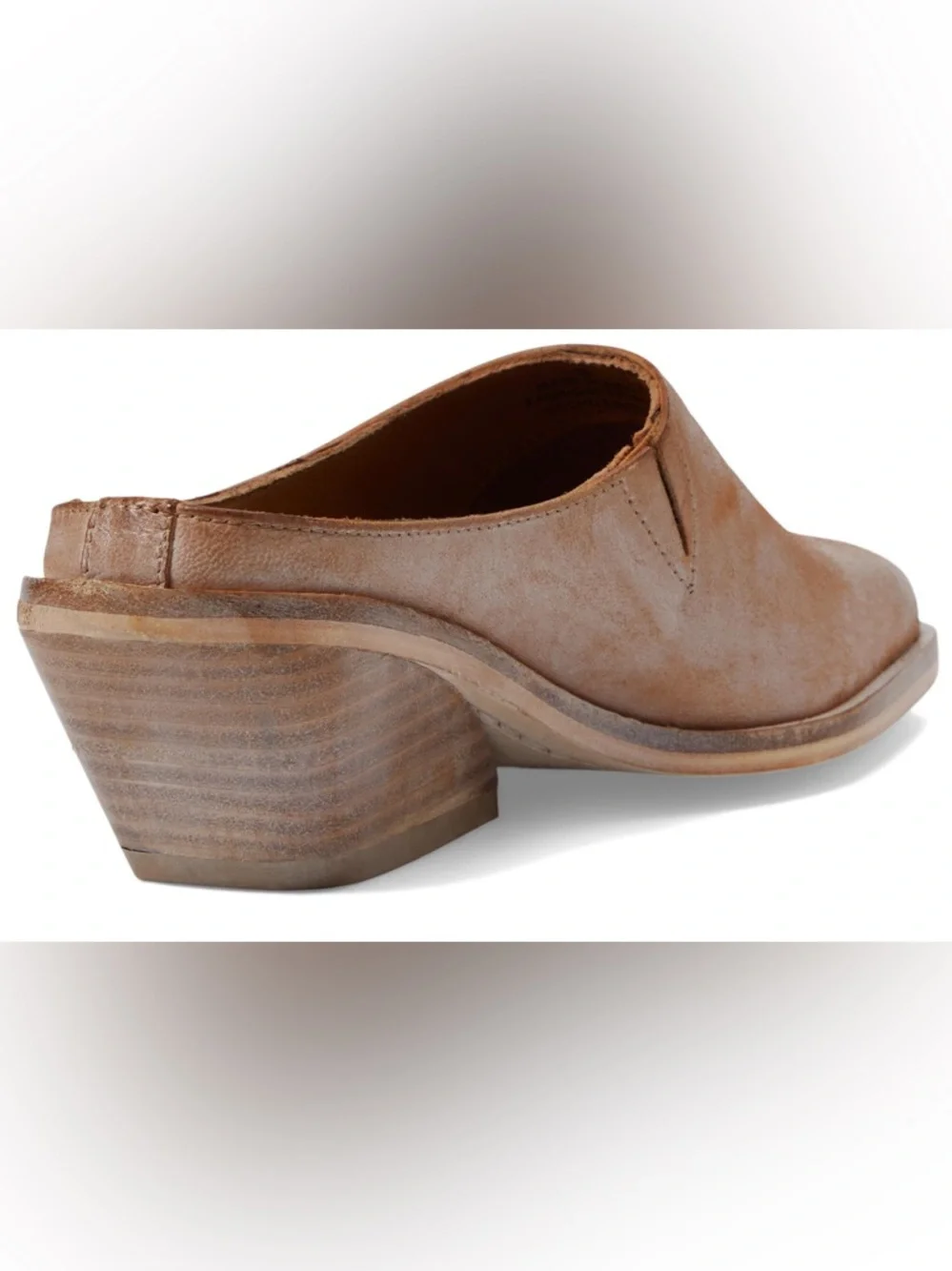 Free People Tan Leather Wedge Mule Clogs Slip On 7.5M NWT 37.5 EU - Picture 2 of 11